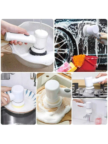 Cepillo eléctrico giratorio – Cepillo de limpieza inalámbrico recargable con cabezales reemplazables