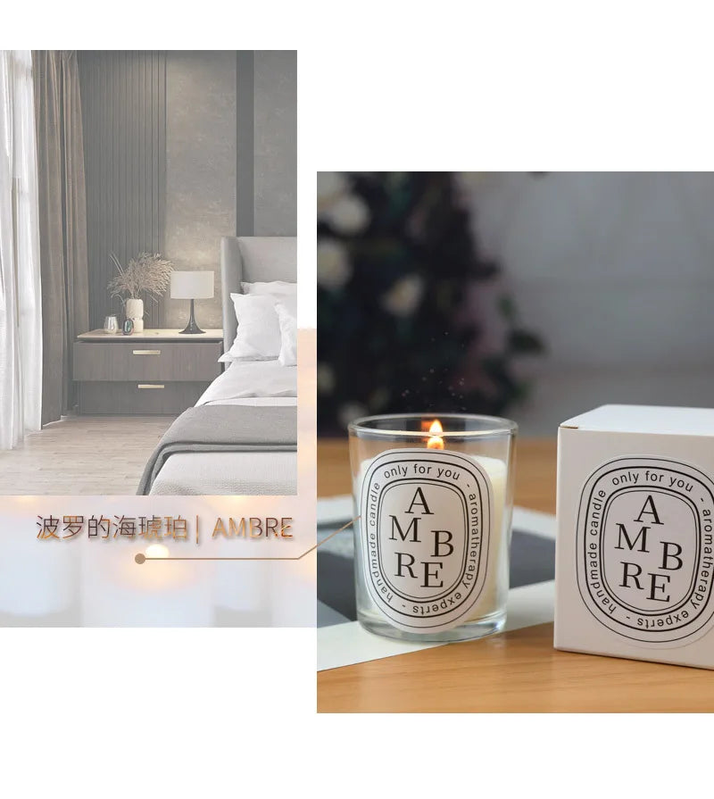 Clear scented candle companion gift return gift fragrance European style romantic candle lamp table incense handmade soy wax