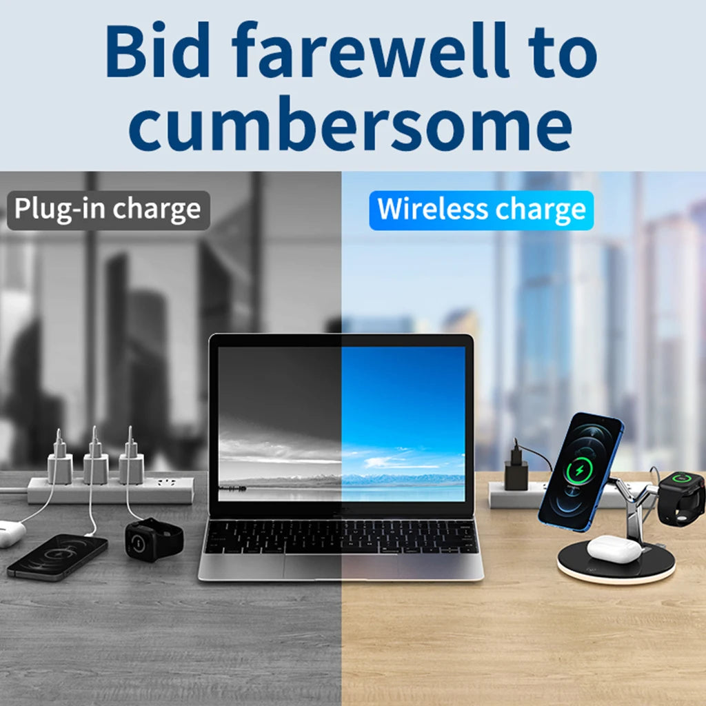 3-in-1 Magnetic Wireless Charger for Phone, Watch & Earbuds