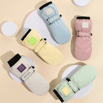 Guanti da sci a 5 dita per bambini con chiusura a strappo – Età 6–12