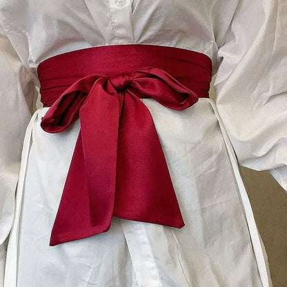 Satin-Schleife Taillengürtel – Breiter Bandgürtel für Kleider, 20 Farben