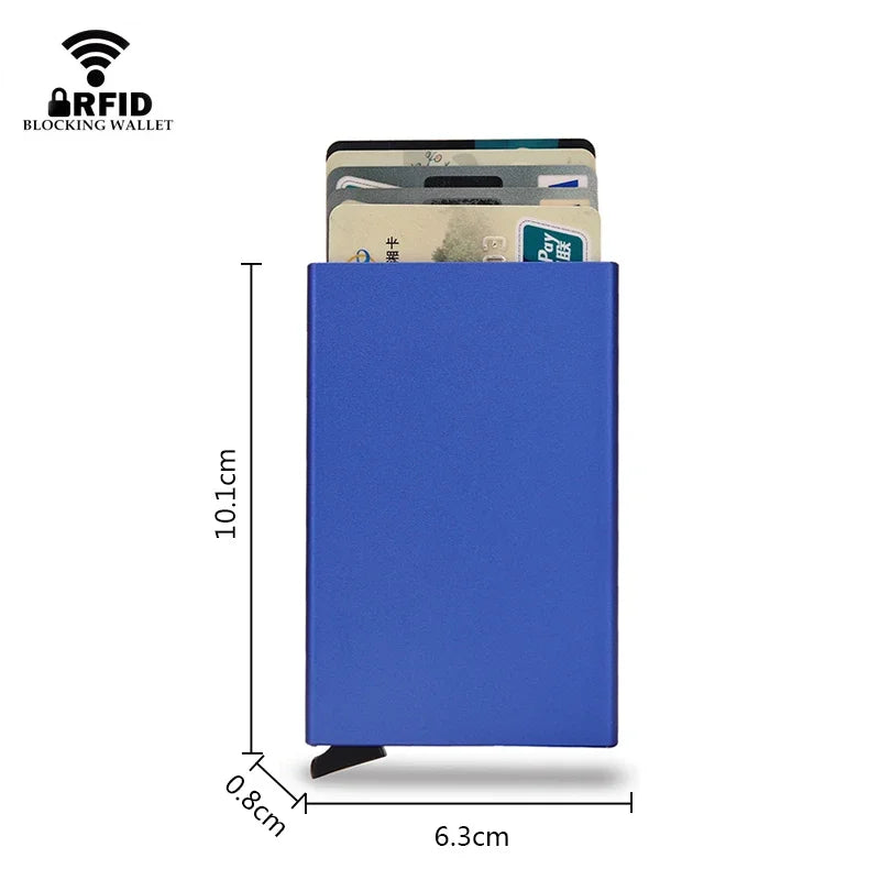 Slim Metal RFID Card Holder – Pop-Up Minimalist Wallet for Men & Women