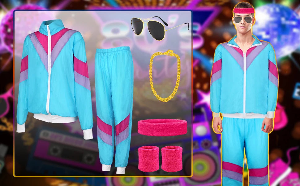 80s & 90s Retro Tracksuit Costume Set