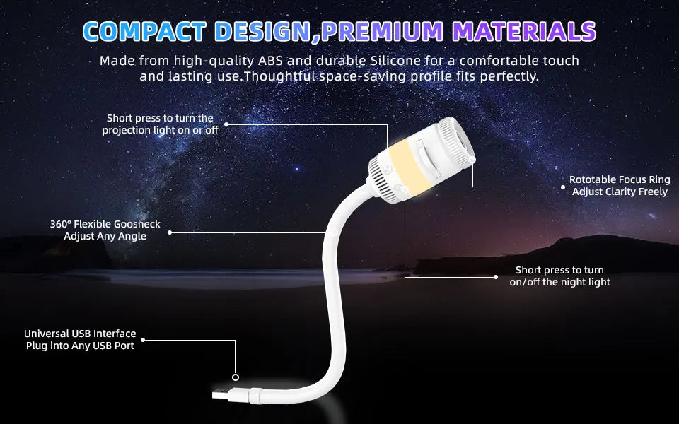 HD Planetarium Star Projector – Galaxy & Ocean Night Light with Film Discs
