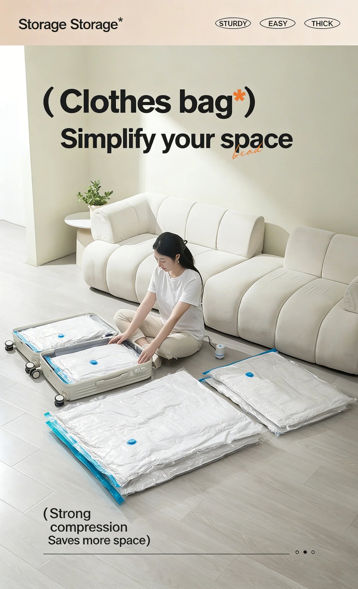 Vacuum Storage Bags 5-Pack | Space Saver Bags for Clothes, Duvets & Bedding, M & L Sizes