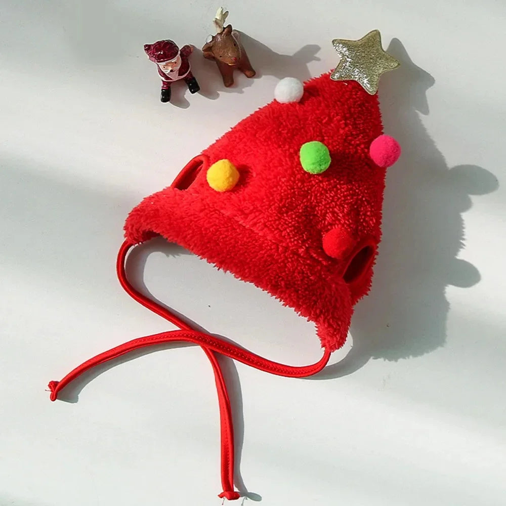 Christmas Pet Costume Set – Santa or Reindeer Hat with Scarf for Cats & Small Dogs