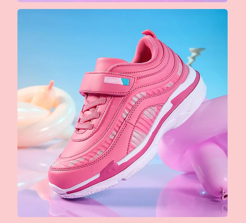 Girls Sport Shoes Waterproof Running Kids Sneakers Casual Leather Pink Breathable Fashion Antislip Lightweight Children Shoes