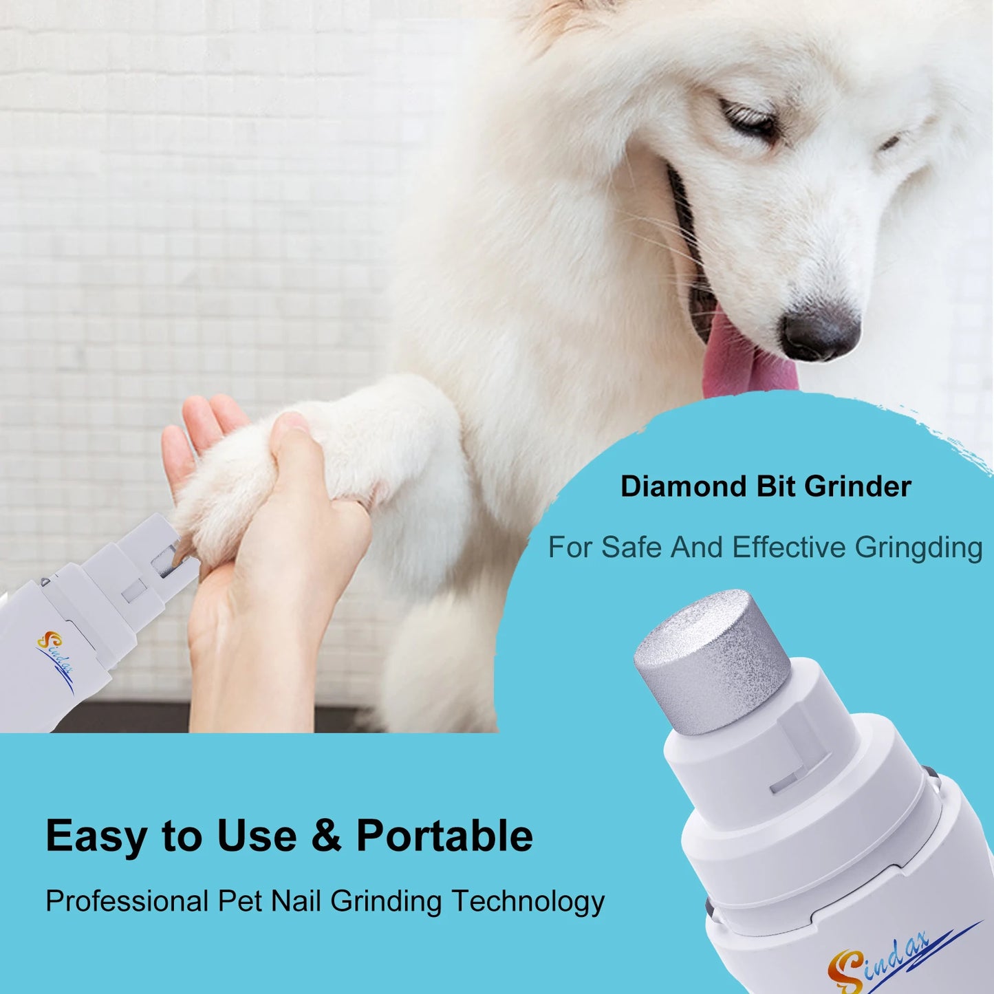 Dog Nail Grinder USB Rechargeable Electric Pet Claw Trimmer – Painless, Low Noise, 2-Speed