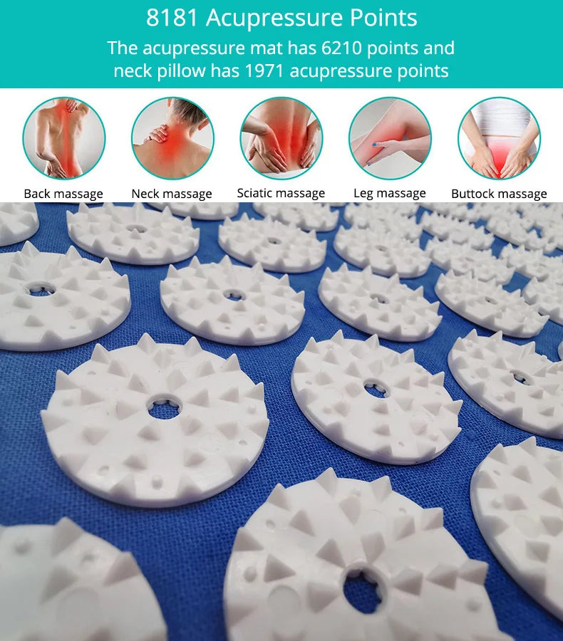Acupressure Mat & Pillow Set – Back, Neck & Foot Massage Mat