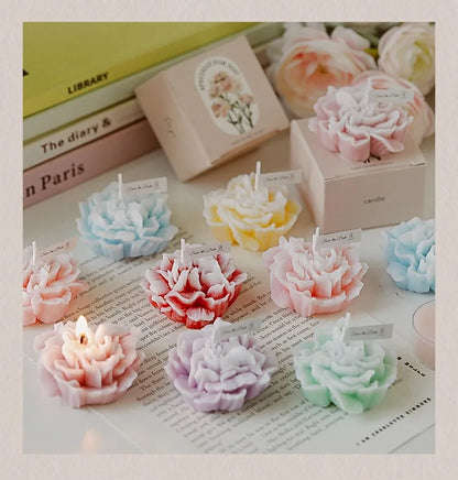 Candela artigianale in cera di soia a forma di garofano | 7 colori | Aromatica e profumata | Oggetto da foto per matrimoni, compleanni e feste