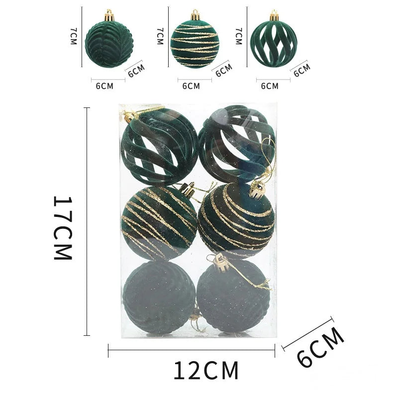 Velvet Christmas Ball Ornaments – 4 cm Vintage Baubles, Set of 6 or 12