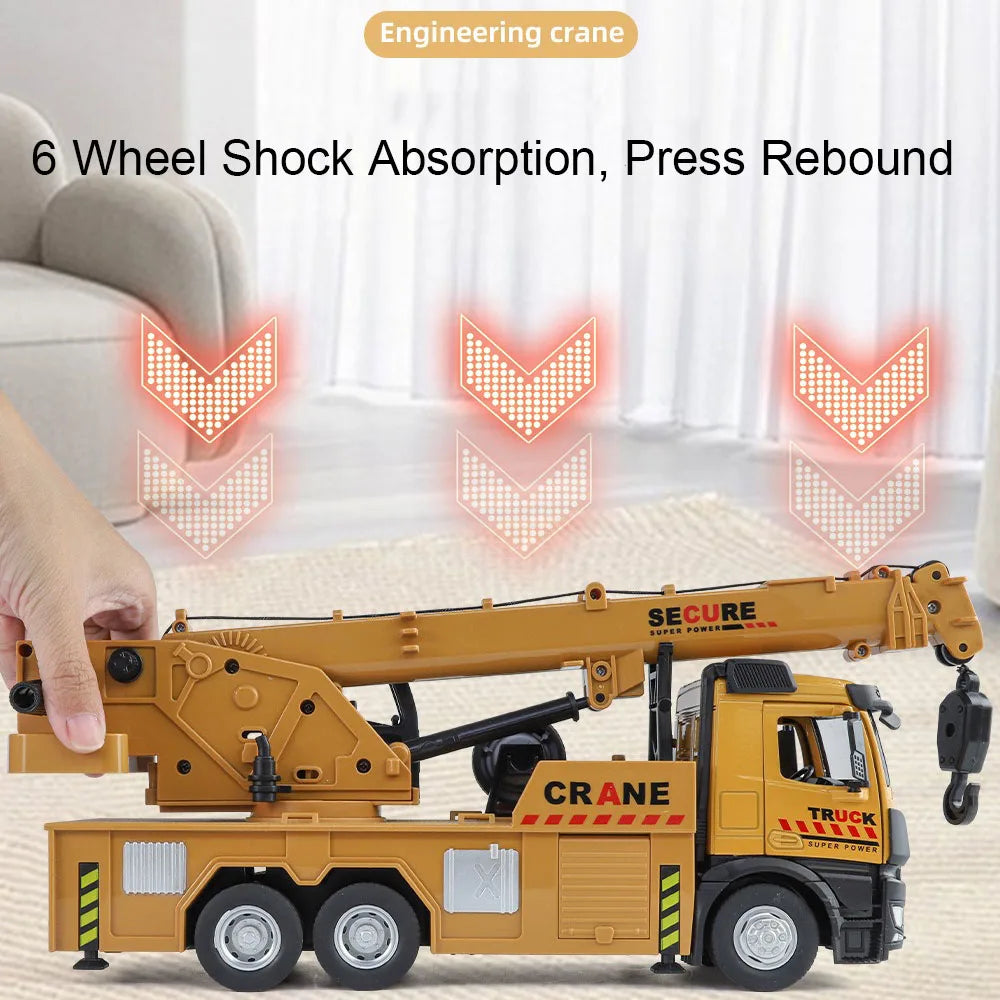 1:24 Diecast Crane & Mixer Truck with Lights, Sounds & Pull-Back