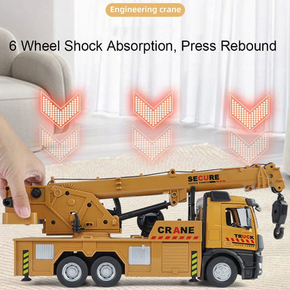 1:24 Diecast Crane & Mixer Truck with Lights, Sounds & Pull-Back