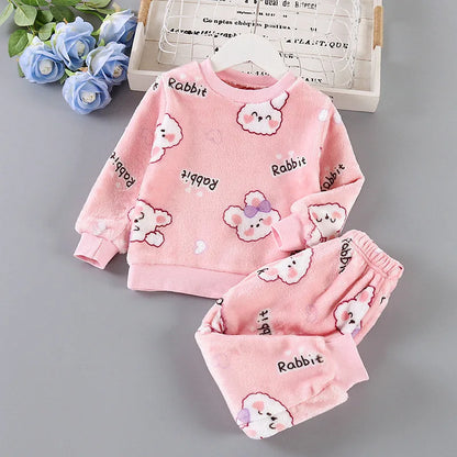 Kids' Flannel Fleece Pajama Set – Warm Toddler Sleepwear, 9 Months–6T