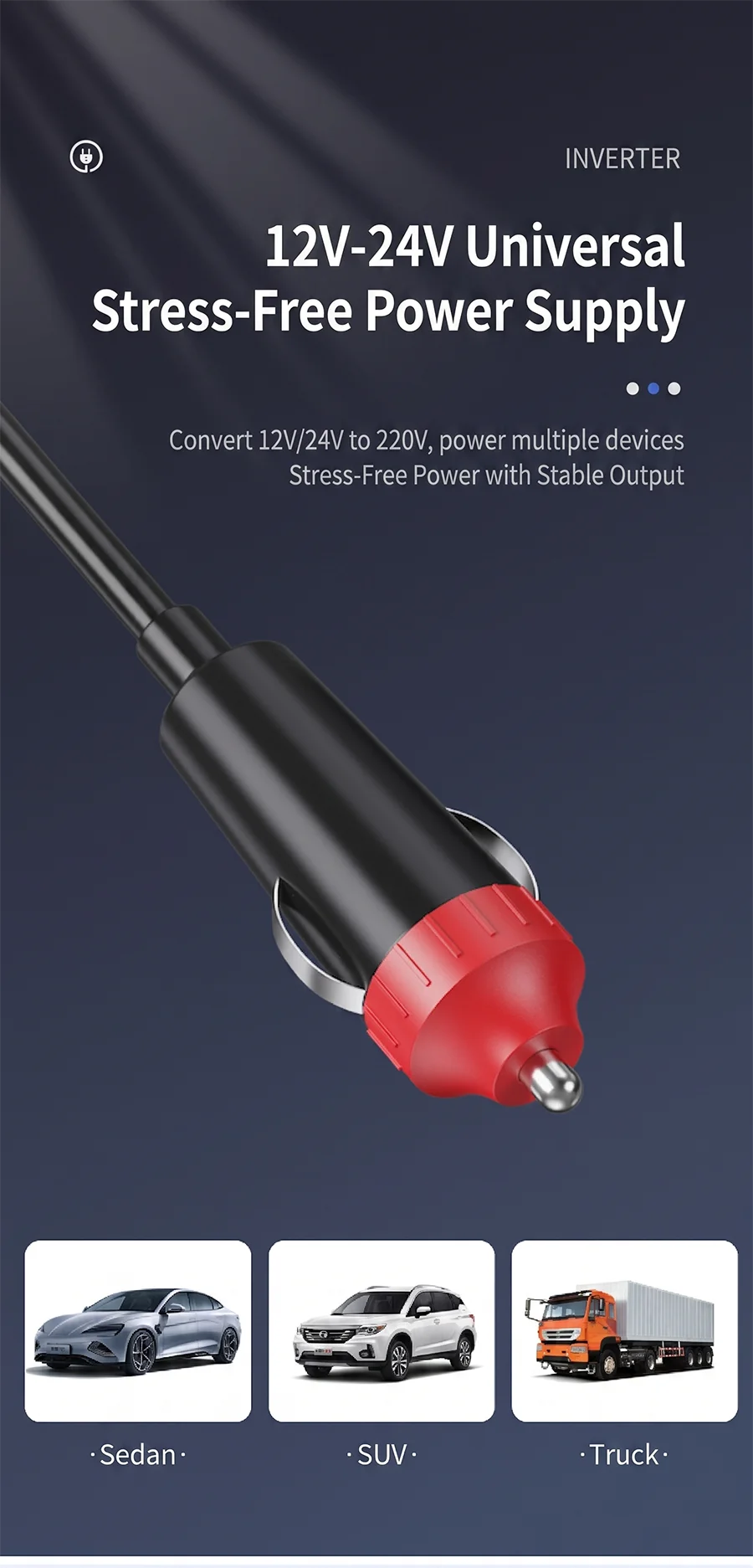 200W 12V to 220V Car Power Inverter