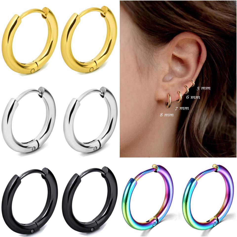 Stainless Steel Huggie Hoop Earrings – Small Gold or Silver Hoops