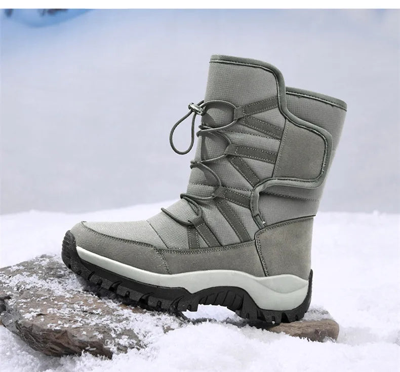 Brand Men's Winter Shoes Waterproof Men's Boots Warm Plush Couple Snow Boots Outdoor Non-slip Hiking Boots Men Work Ankle Boots