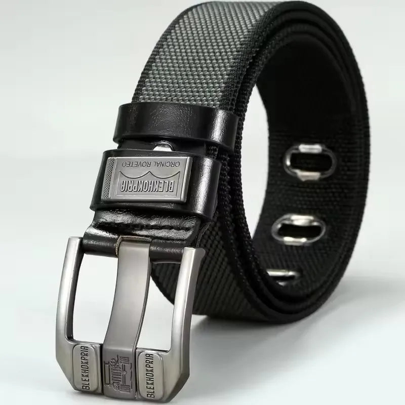 Men's Retro Canvas Belt – Pin Buckle Casual Belt, 120 cm