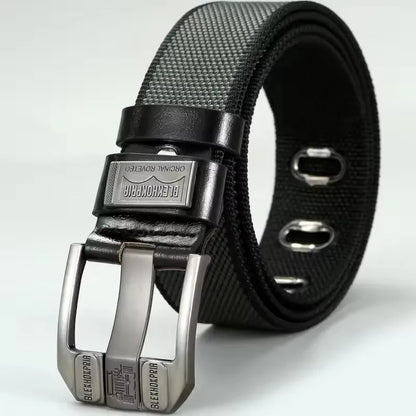 Cintura retrò da uomo in tela – Cintura casual con fibbia a spilla, 120 cm