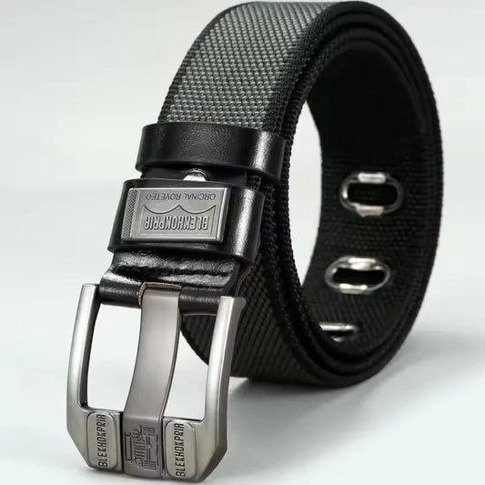 Men's Retro Canvas Belt – Pin Buckle Casual Belt, 120 cm
