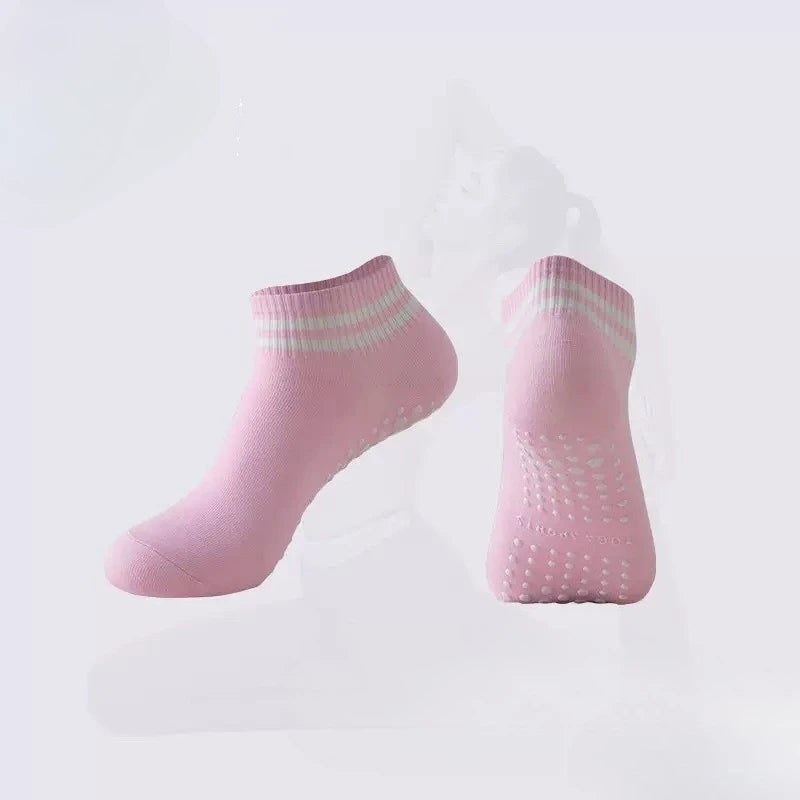 Grip Socks for Women, Non Slip Pilates Yoga Socks with Double Stripes Non Slip Socks for Workout, Ballet, Athletic