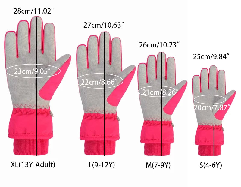 Kids' Insulated Ski Gloves – Plush-Lined Snow Gloves (Ages 4–13)