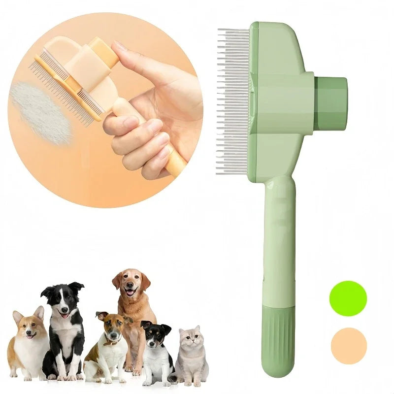 Self-Cleaning Pet Grooming Comb – Push-Button Hair Remover Brush for Dogs & Cats