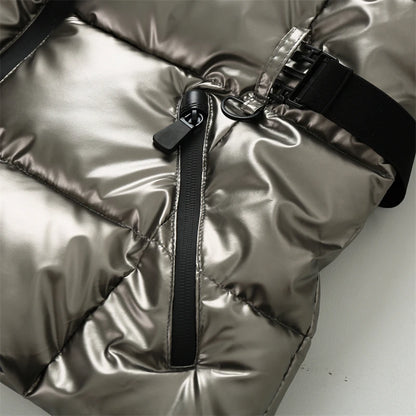 Gesteppte Damenjacke mit Kapuze, Reißverschluss und Taschen