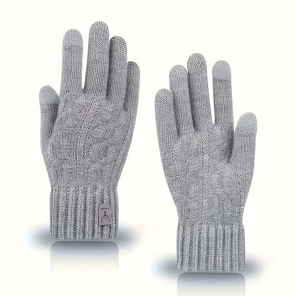 Guanti da uomo in maglia di misto lana con fodera in pile – Touchscreen, antiscivolo