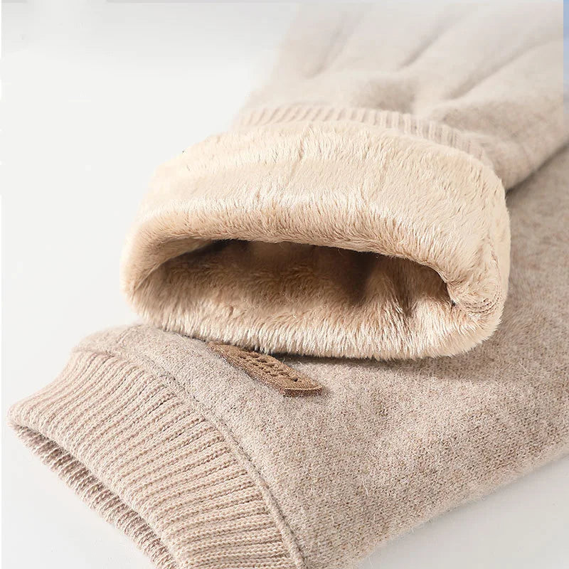 Women's Knit-Cuff Plush Touchscreen Gloves