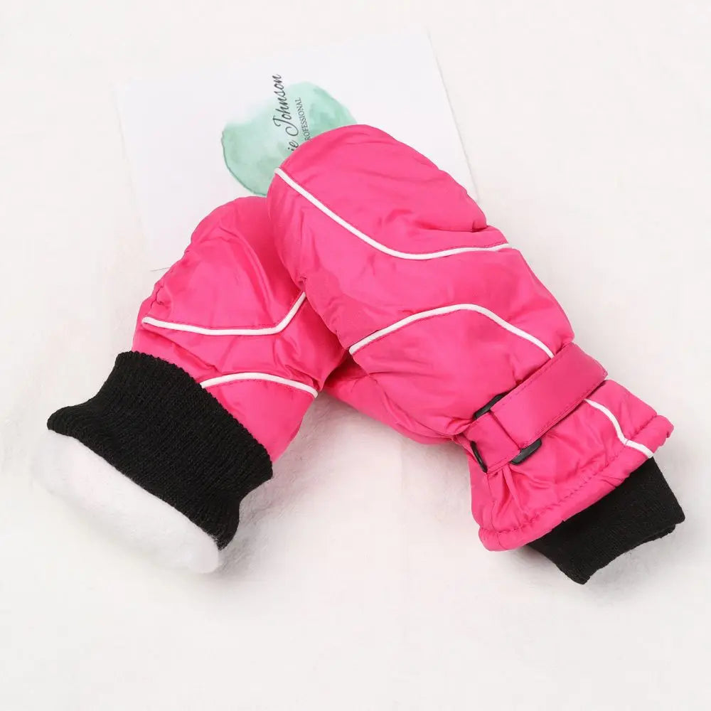 Kids' Adjustable Ski Gloves – Velvet-Lined Snow Gloves (Ages 5–9)