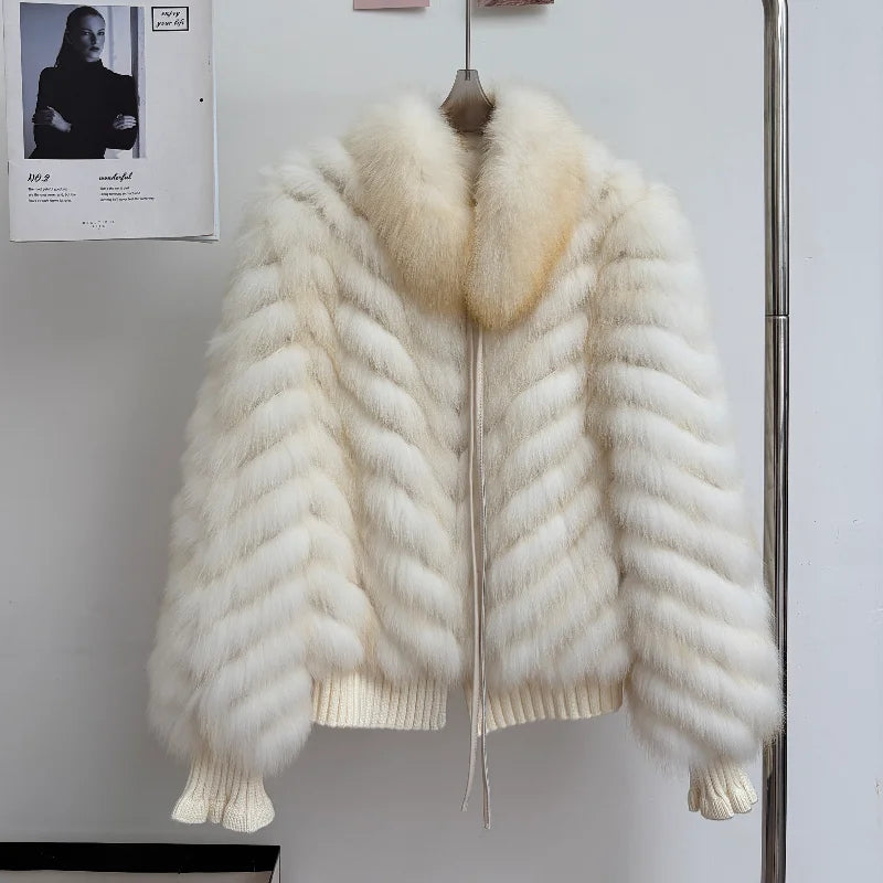 QIXHFUR Women's Real Fox Fur Coat Warm And Stylish Winter Coat Female Plush Women's Winter Coats Women Fur Coat Markdown Sale