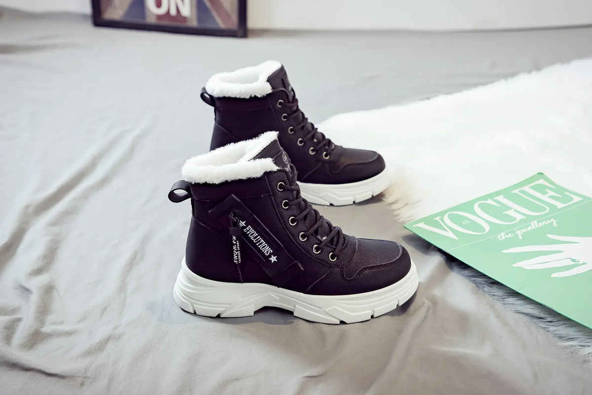 Winter Women Snow Boots Anti‑Slip Warm Fur Lined Martin Boots Casual Ankle Booties Fashion Outdoor Daily Wear Shoes