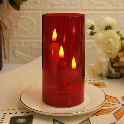 Candele a LED affusolate 3 in 1 senza fiamma con paralume | 4 colori | Set da 1–5 pezzi | Natale e matrimonio