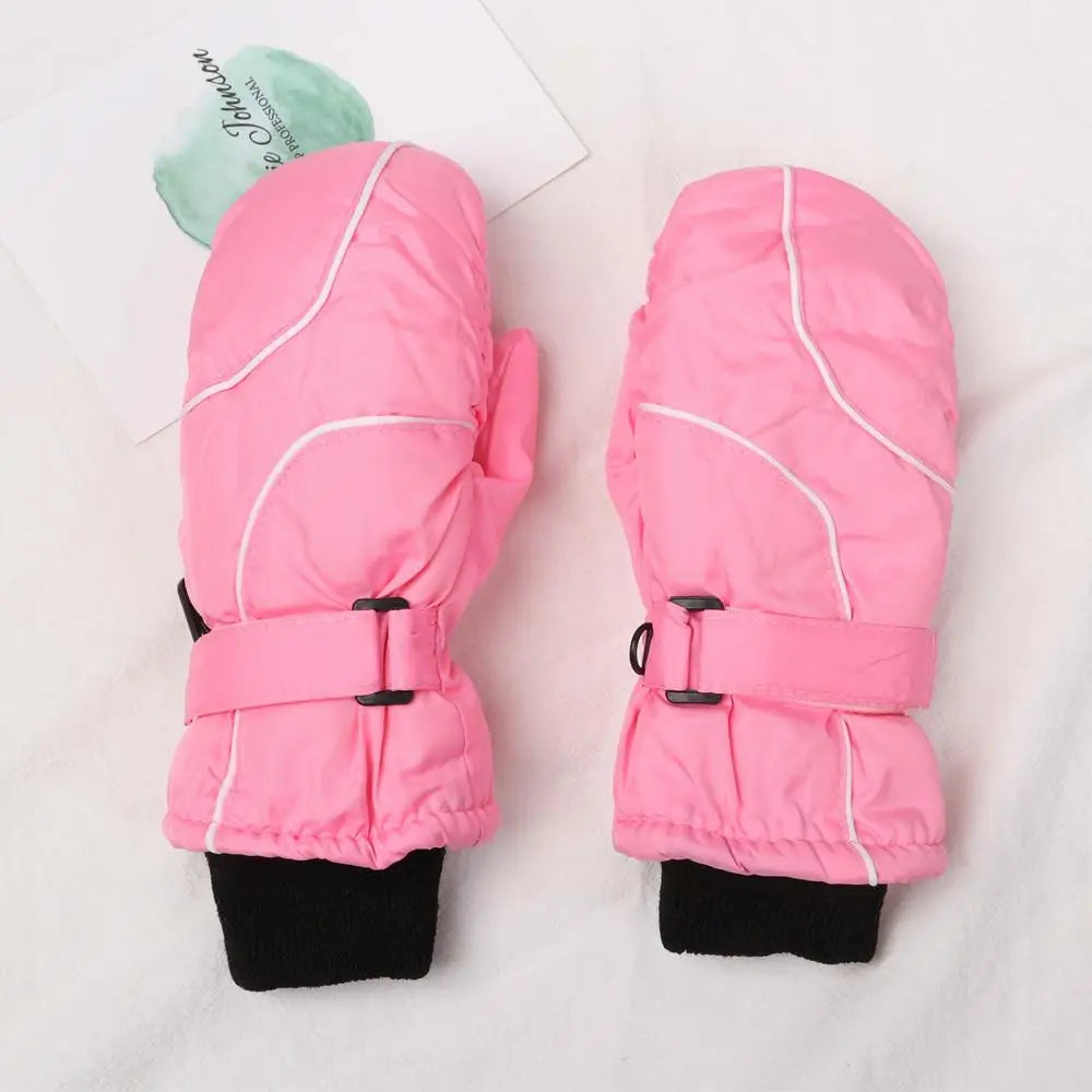 Kids' Adjustable Ski Gloves – Velvet-Lined Snow Gloves (Ages 5–9)