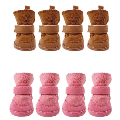 Bottes de neige en peluche pour chien – Lot de 4 chaussons chauds et antidérapants pour petits chiens