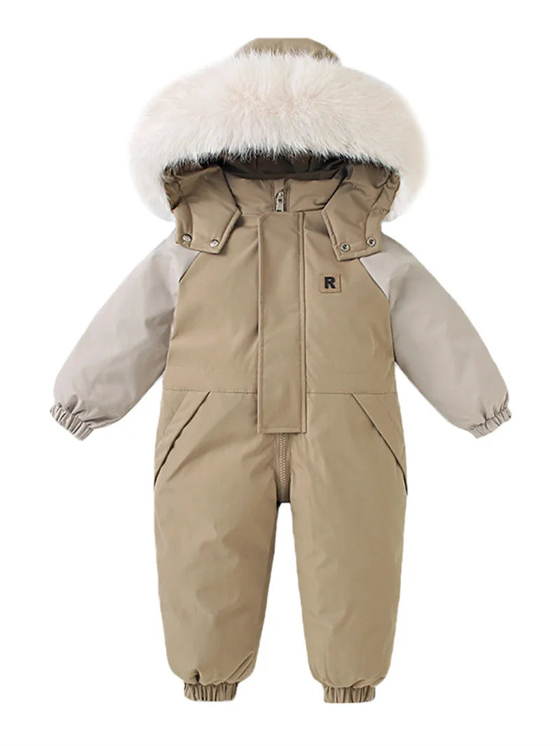 Children Ski Suit Winter Autumn Plus Velvet Boys Jumpsuit Warm Kids Clothes Waterproof Baby Overalls Hooded Girls Snowsuit 1-5Y