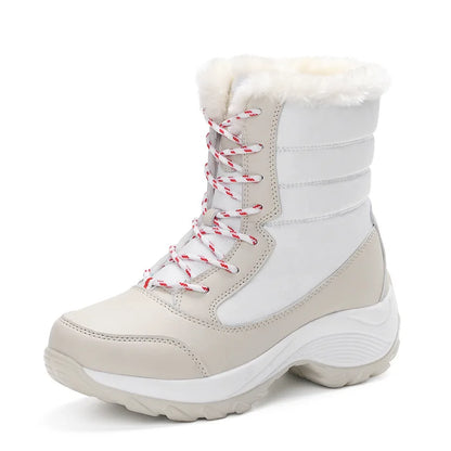 Botines de cuña con plataforma y forro de felpa para mujer AZGB