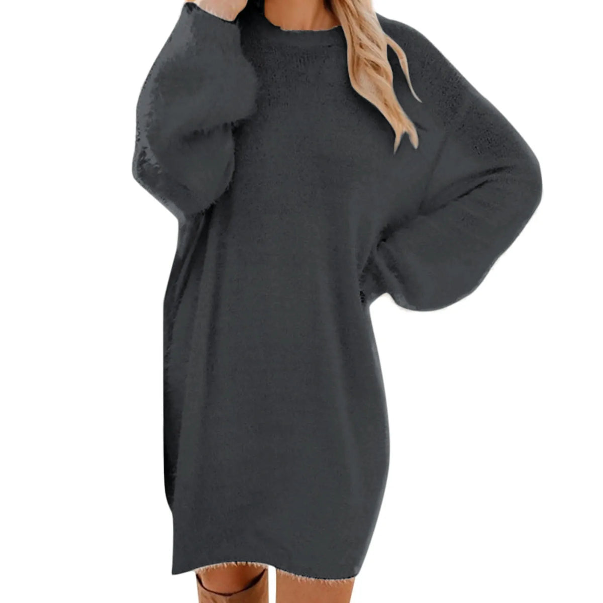 Women's Crewneck Knee-Length Sweater Dress