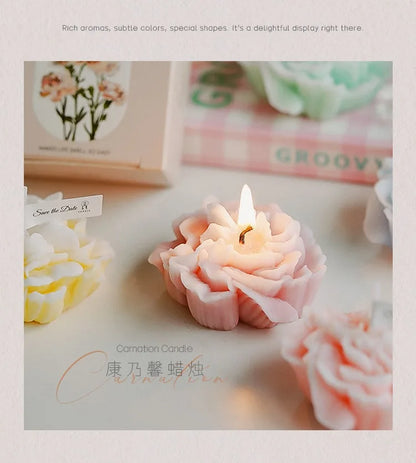 Candela artigianale in cera di soia a forma di garofano | 7 colori | Aromatica e profumata | Oggetto da foto per matrimoni, compleanni e feste