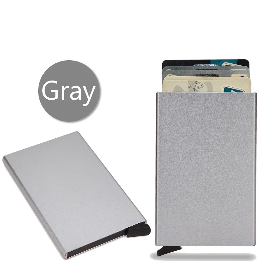 Slim Metal RFID Card Holder – Pop-Up Minimalist Wallet for Men & Women