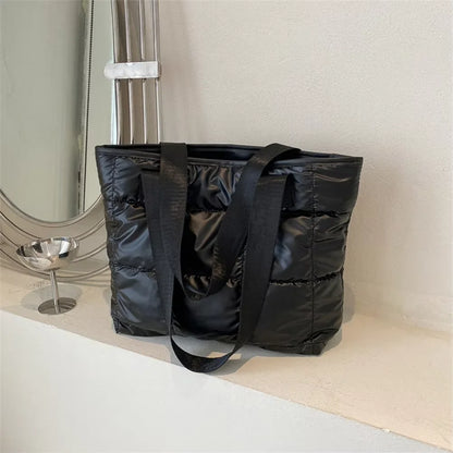Quilted Puffer Tote Bag – Large Padded Shoulder Bag