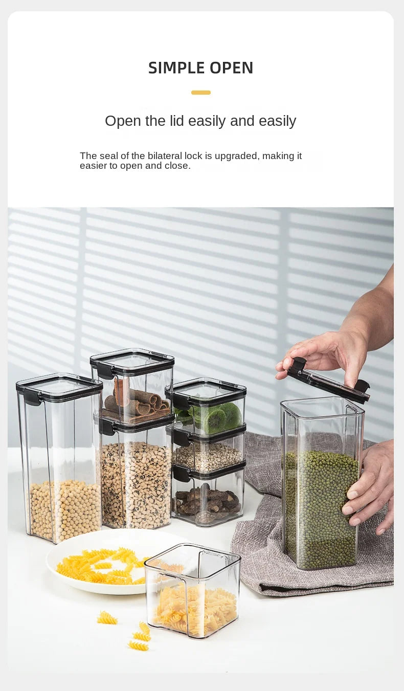 Sealed Kitchen Storage Jars Set – Airtight Plastic Canisters for Grain, Spices & Pantry (460ml–1800ml)