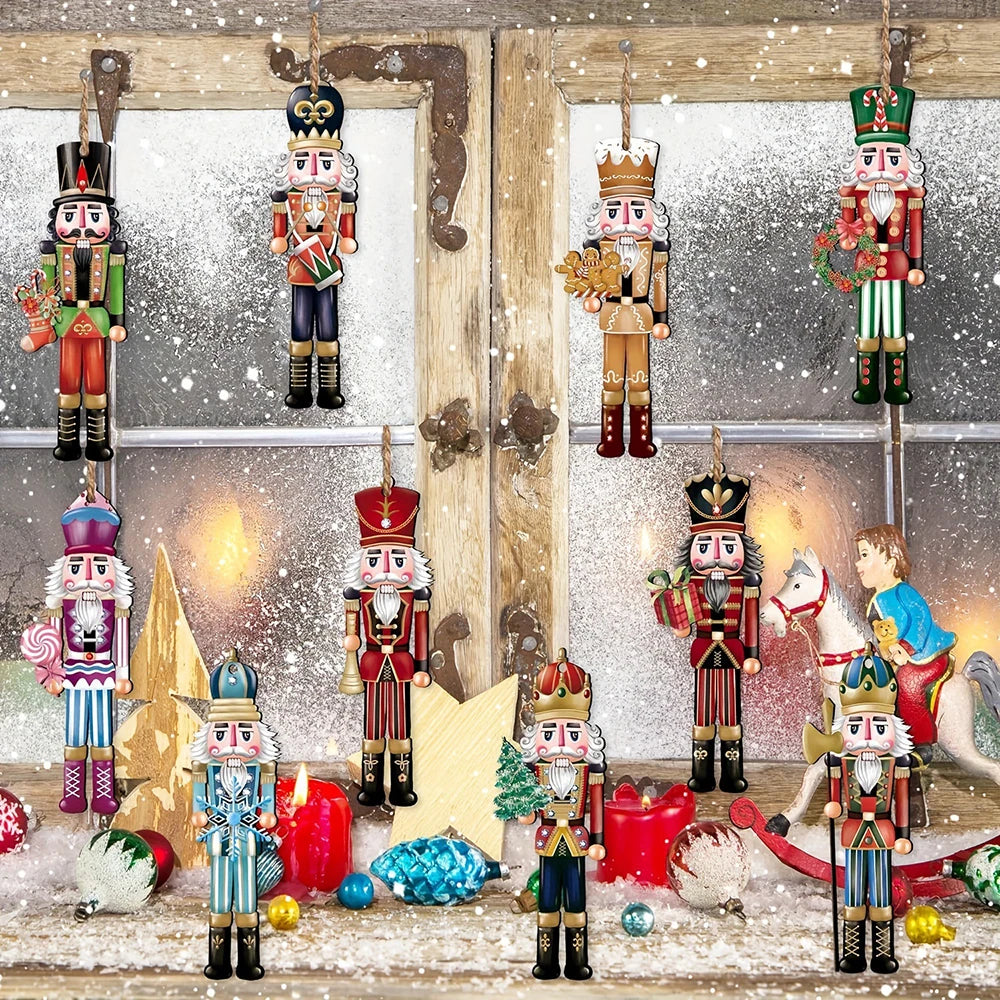 12-Piece Wooden Nutcracker Figurine Set – Christmas Decor