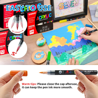 Acrylic Paint Markers – Brush-Tip Paint Pens, 12 to 60 Colours