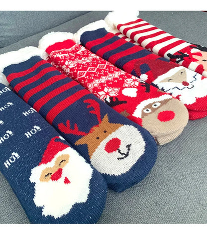 Weihnachten Plüschsocken Damen Winter Thermosocken Warme Bodensocken Weiche weibliche Haussocken Indoor Geschenke Rutschfeste Griffsocken Flauschig