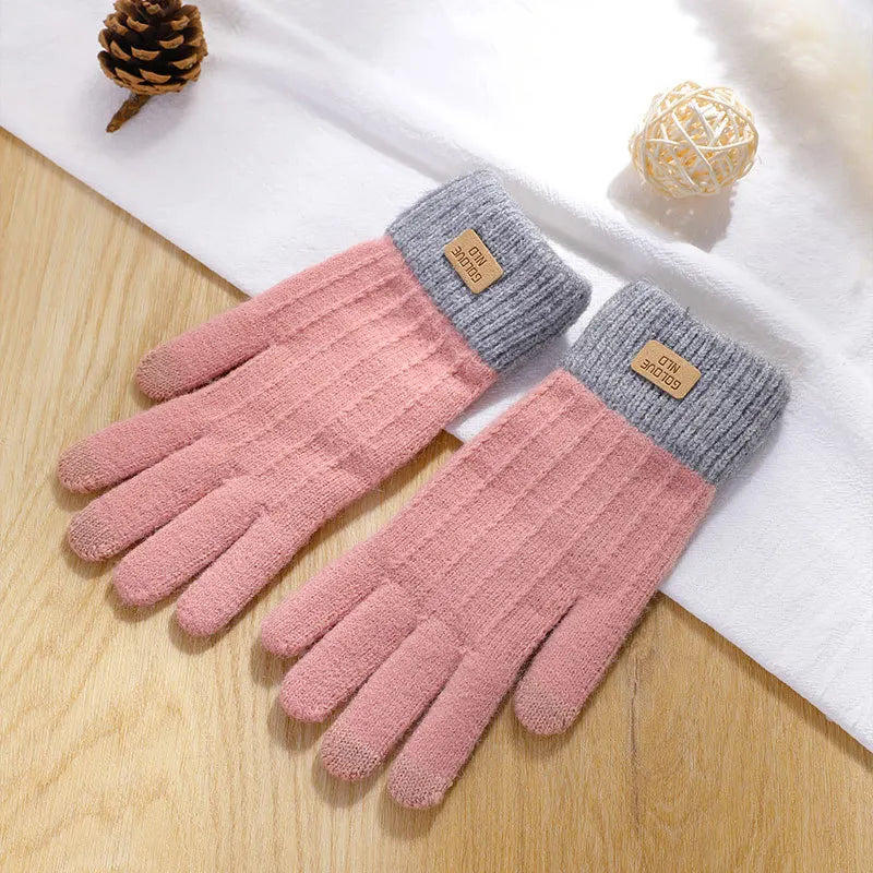 Plush-Lined Knit Touchscreen Gloves – Unisex Winter Gloves