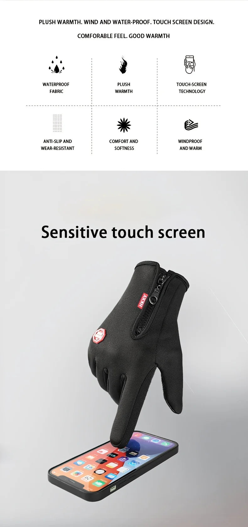 Unisex Non-Slip Windproof Touchscreen Gloves