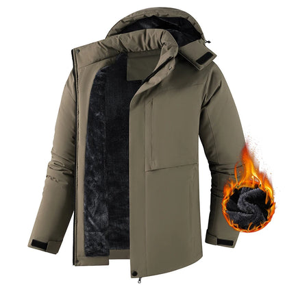 Lzlltt Herren-Winterjacke mit Kapuze und Taschen