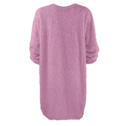 Knie-langes Damen-Strickkleid mit Rundhalsausschnitt